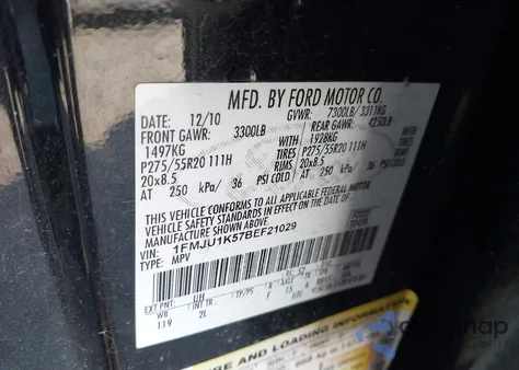 2011 Ford Expedition Limited from USA, damaged, VIN 1FMJU1K57BEF21029